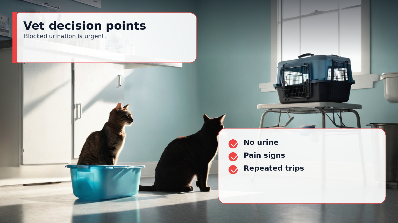 Veterinary decision points for cat urinary warning signs