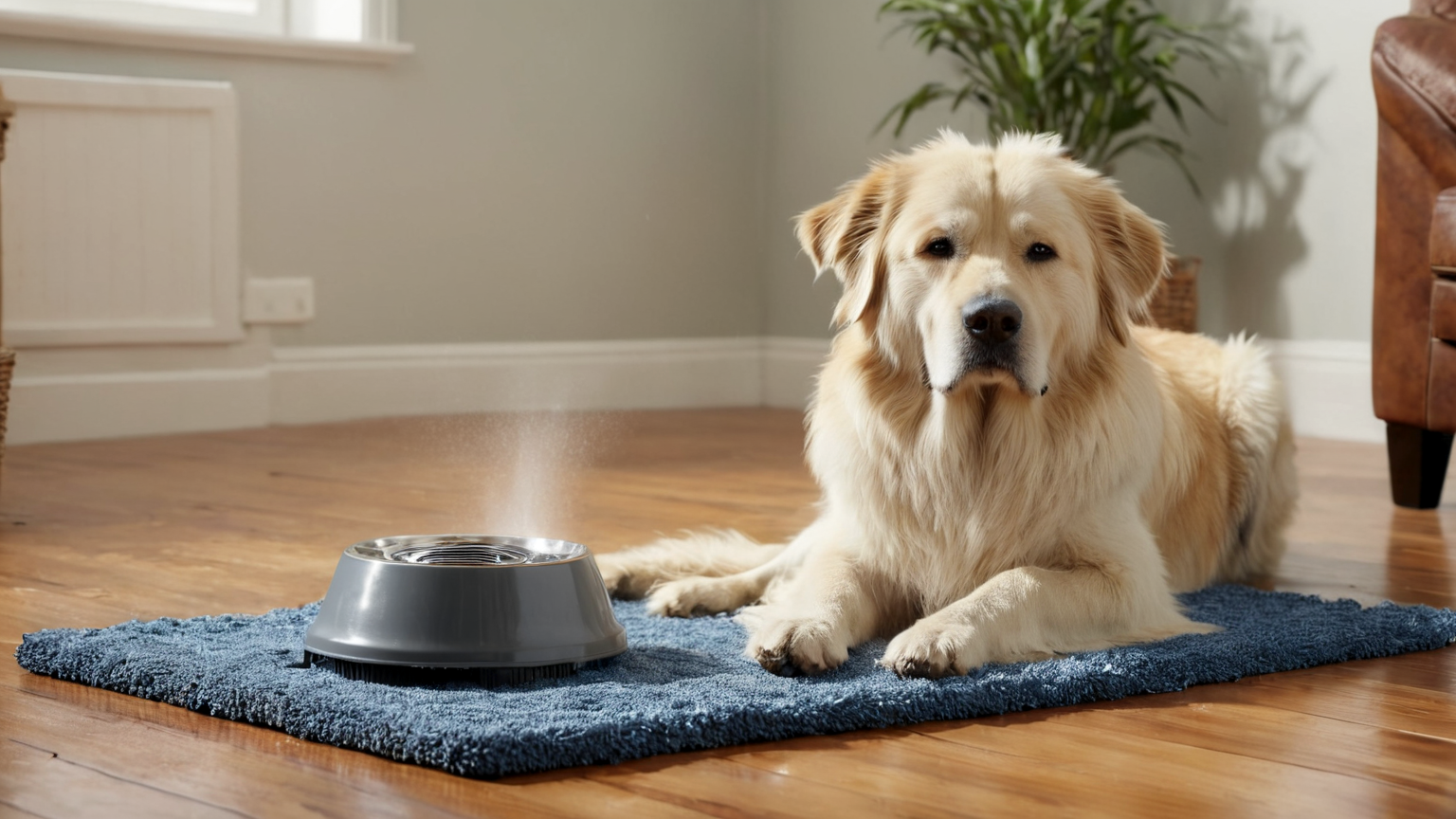 Dog cooling station with water towel and fan