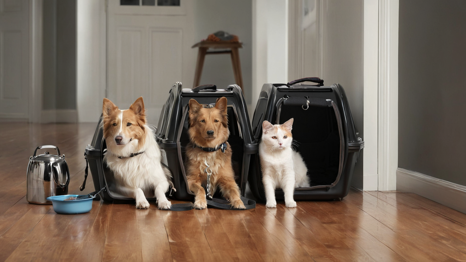 Multi-pet boarding preparation with carriers and blank record folders