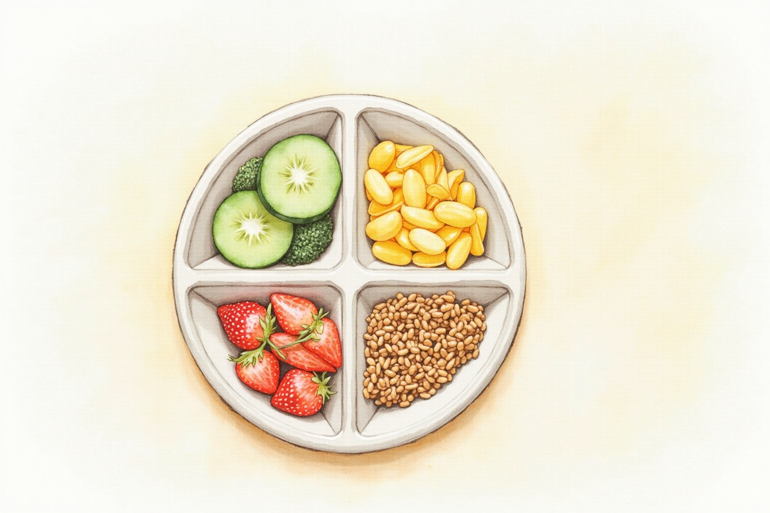 Balanced complete pet meal in a bowl with all food groups