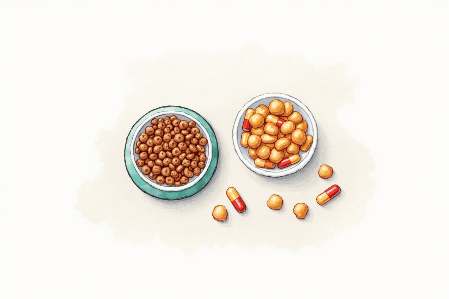Senior-formula pet food bowl with joint supplements
