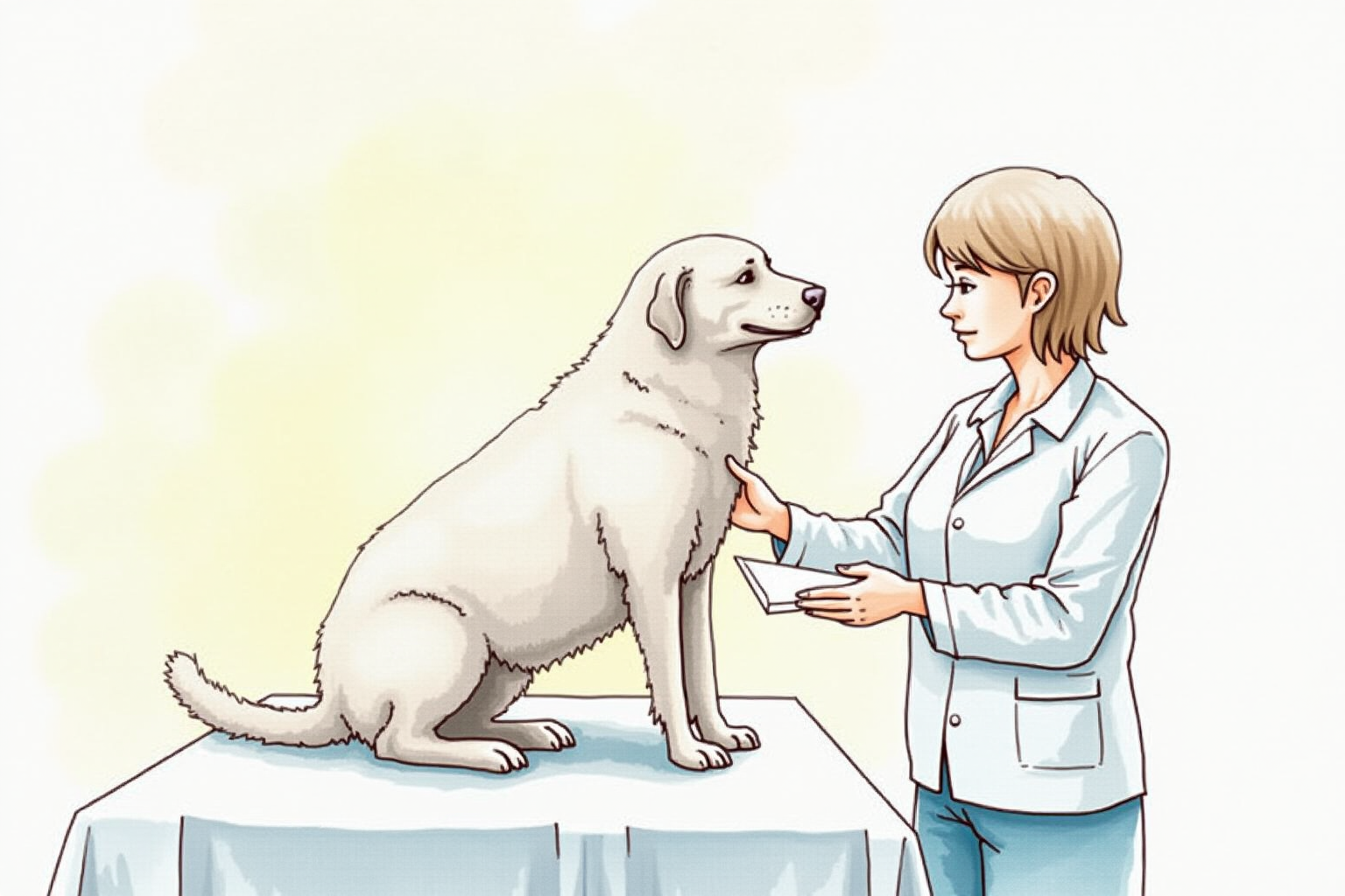 Veterinarian gently examining a senior pet on exam table