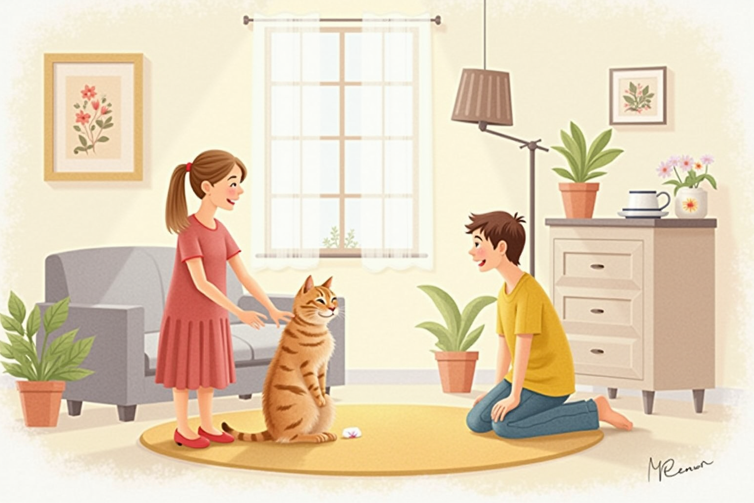 Happy reunion between cat and family after microchip identification