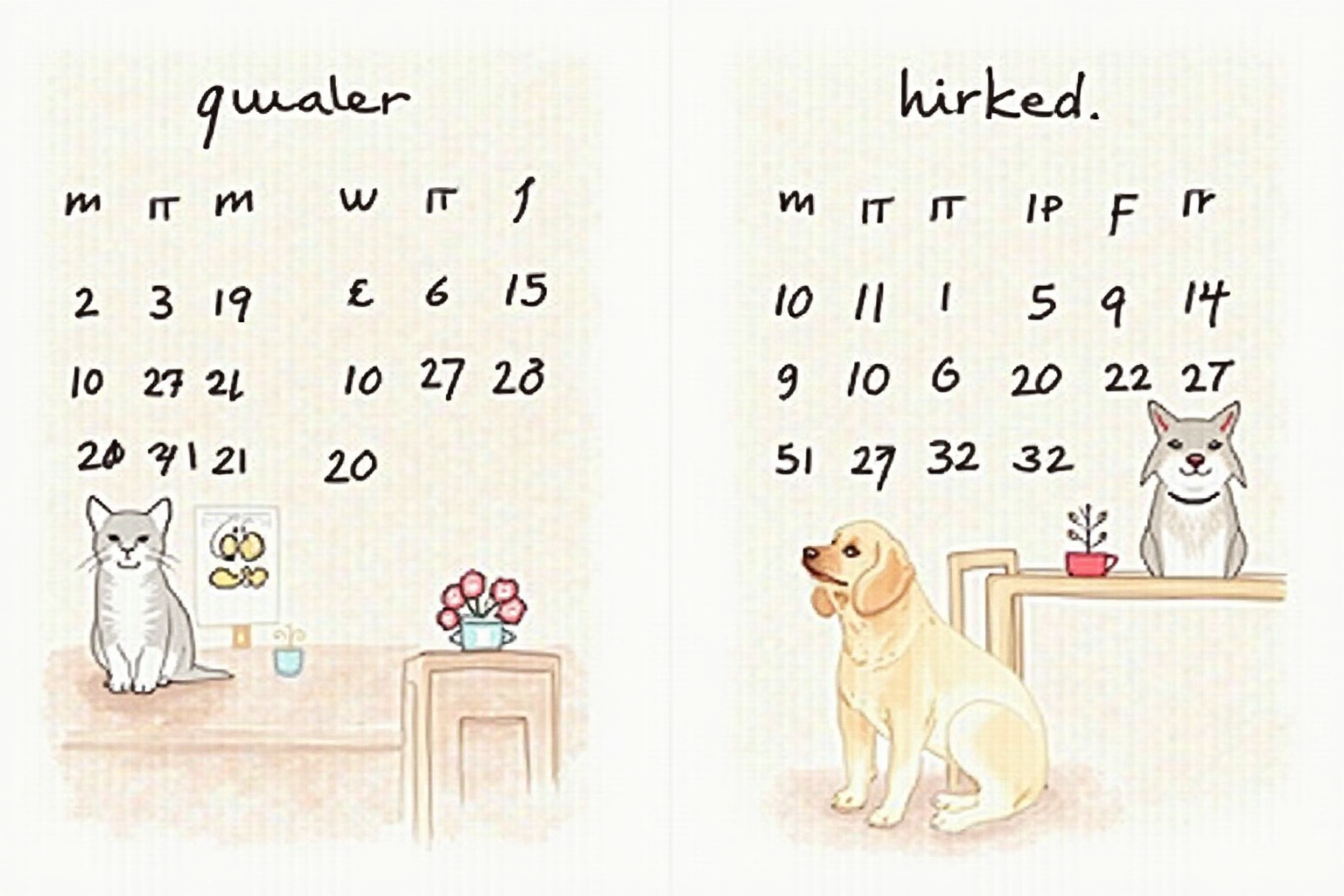 Calendar marking quarterly parasite tests with pet photos