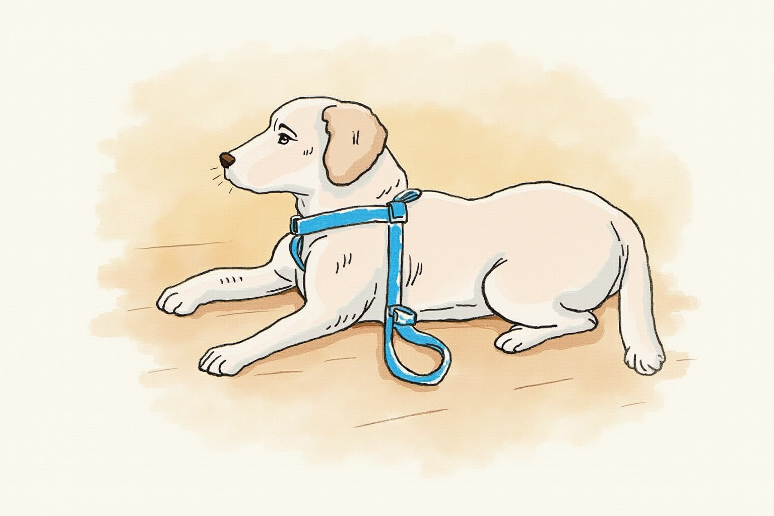 No-pull harness fitted on a calm dog