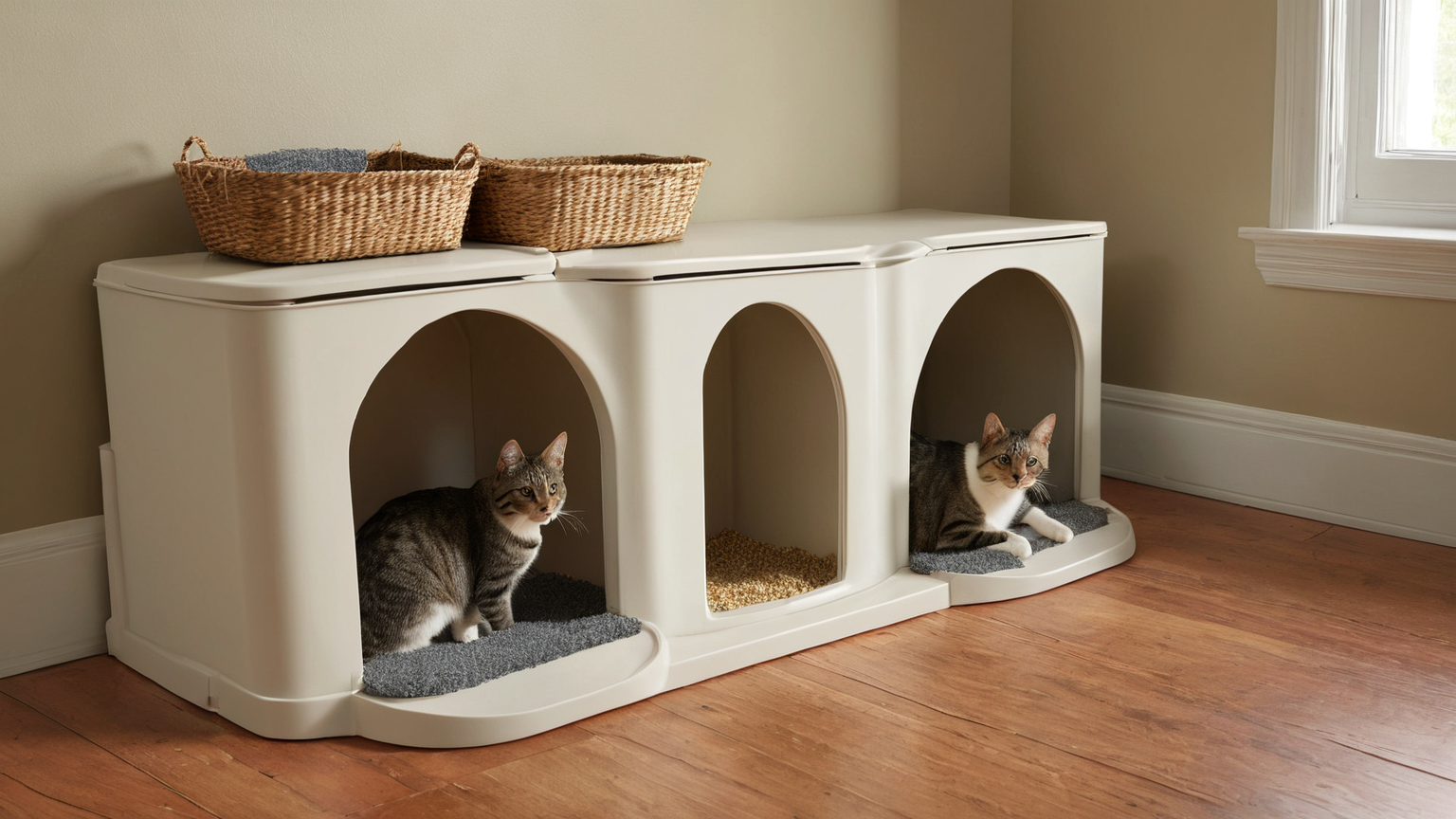 Multi cat home with separate boxes