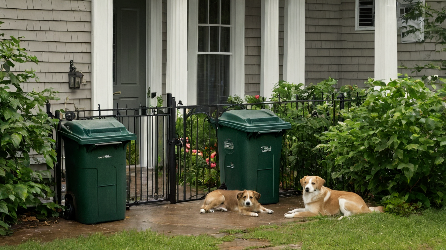 Secured yard and trash bins
