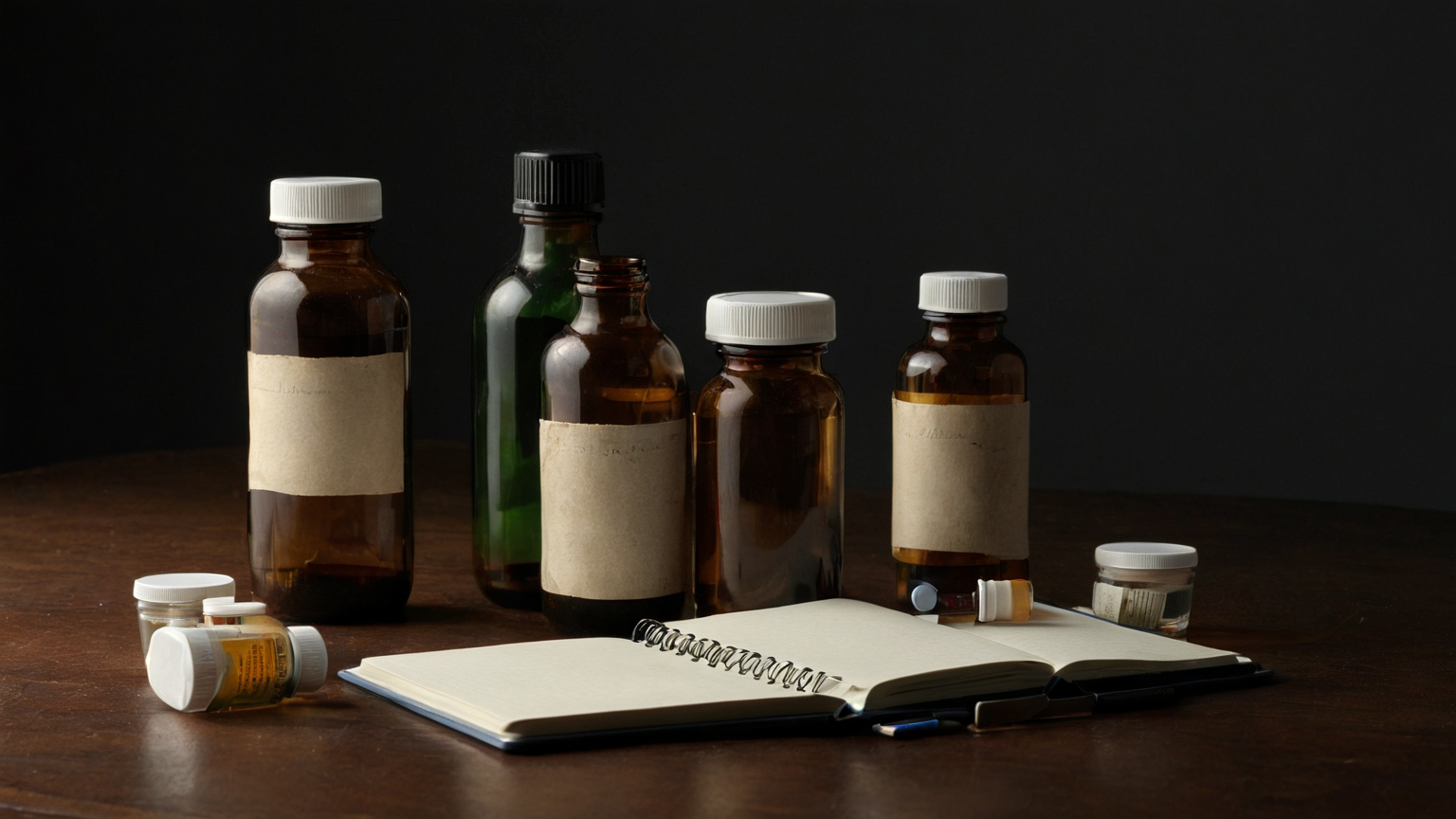 Medication photo setup with no readable labels